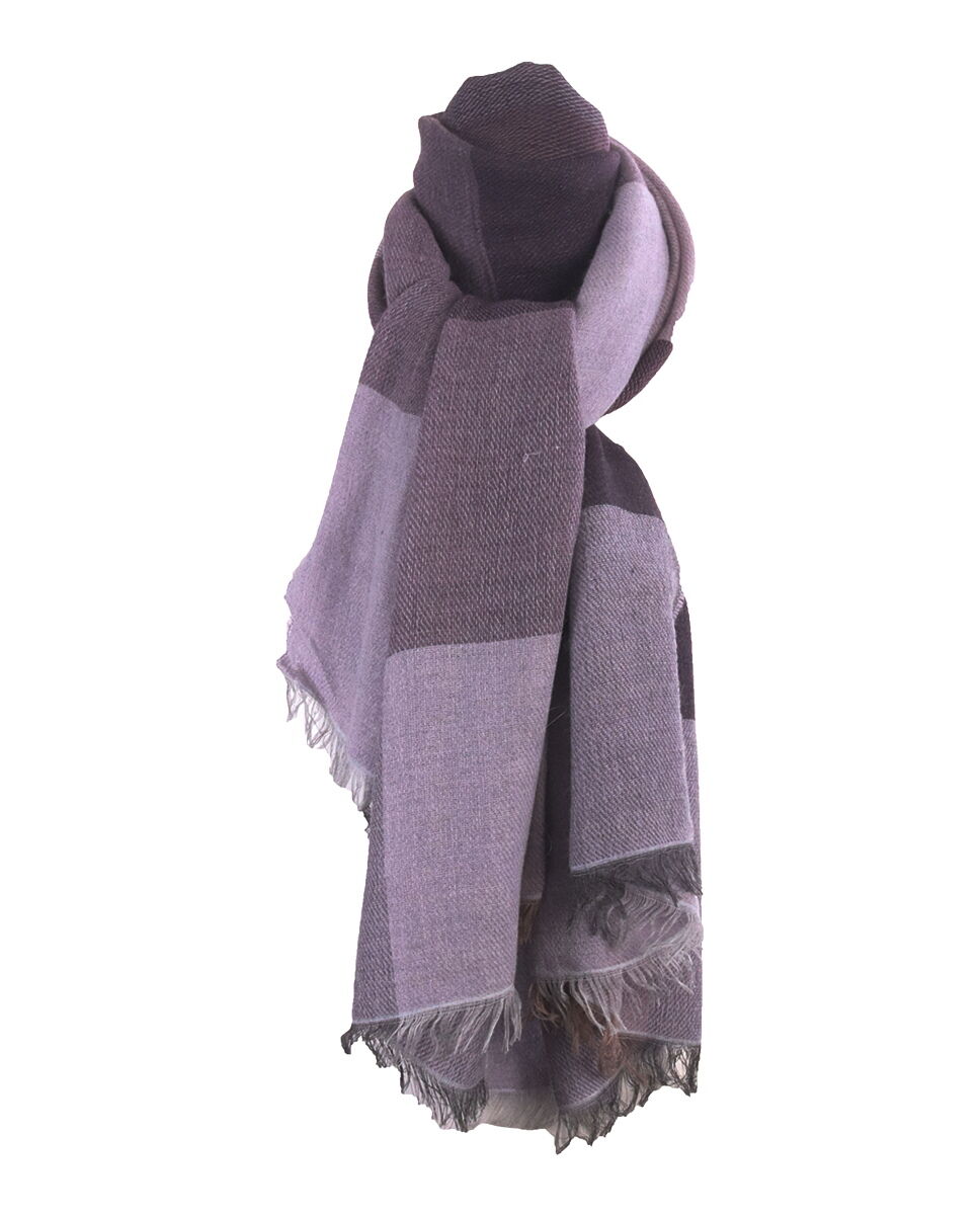 Fijn geweven sjaal met kleurvlakken in lila en paars