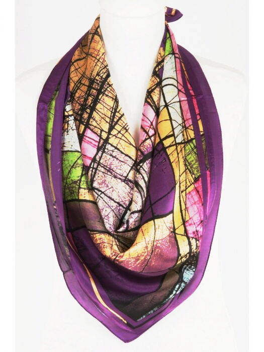 Paars Omrande Satijn Zijden Sjaal huismerk kopen in de aanbieding