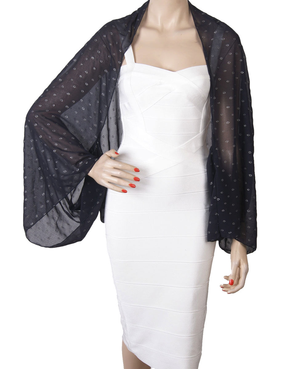 Donkerblauwe Bolero Stola Met Zilveren Dots huismerk kopen in de aanbieding