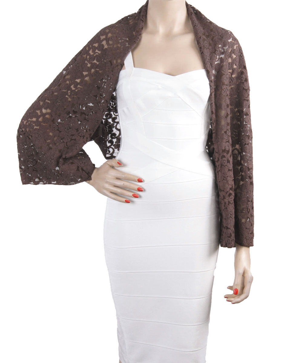 Chocolade Bruine Stretchkanten Bolero Stola huismerk kopen in de aanbieding