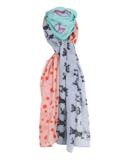 Sjaal in pastel-tinten met mix van prints
