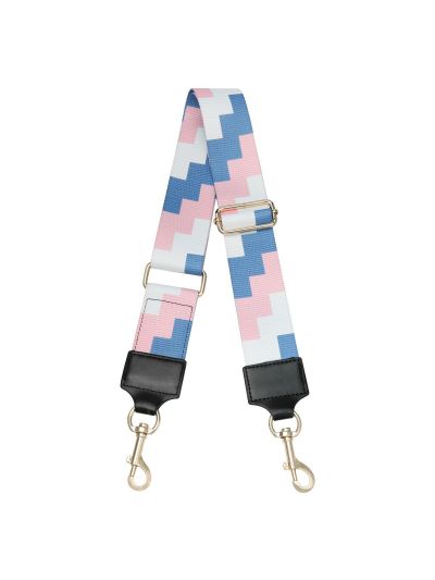 Schouderband met grafische print in roze en blauw