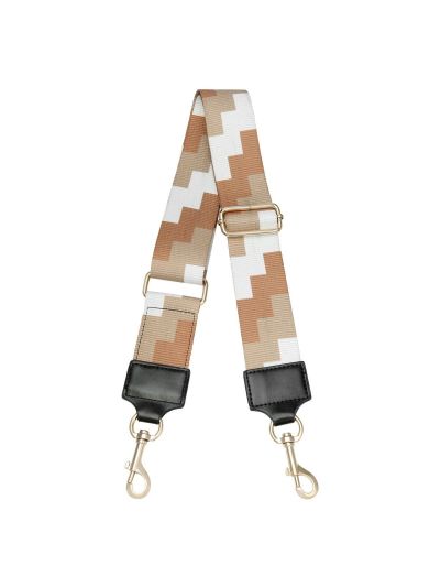 Schouderband met grafische print in beige-tinten