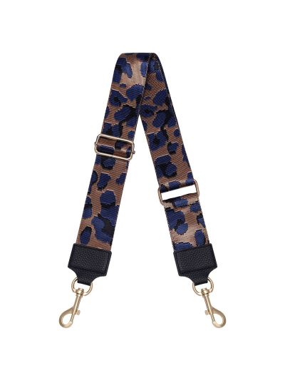 Schouderband met panterprint in brons en donkerblauw