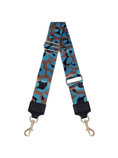 Schouderband met panterprint in brons en turquoise