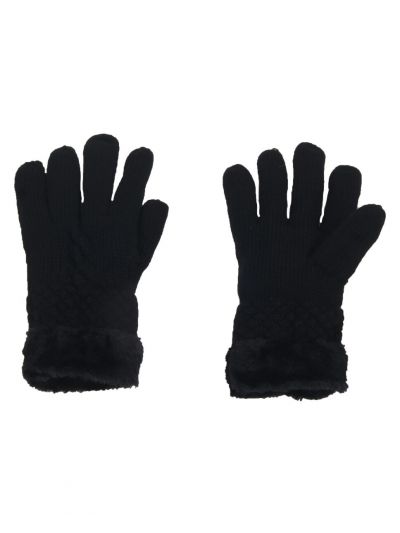 Zwarte handschoenen met kunstbont voering