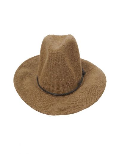 Fedora hoed van beige bouclé