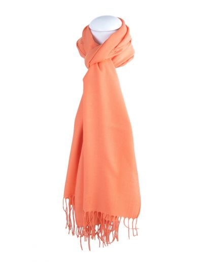 Effen zalmroze pashminasjaal, smal model