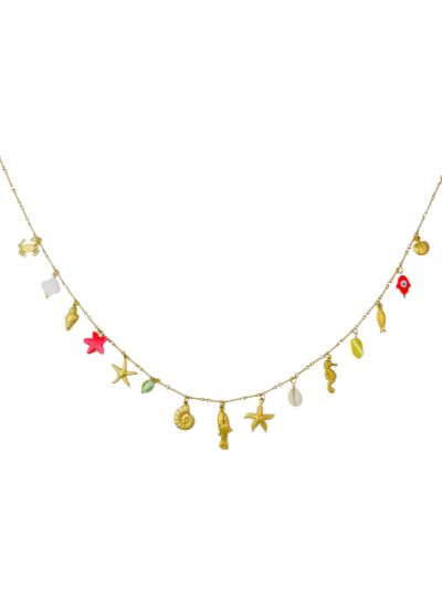 Lange ketting met zee-thema bedels