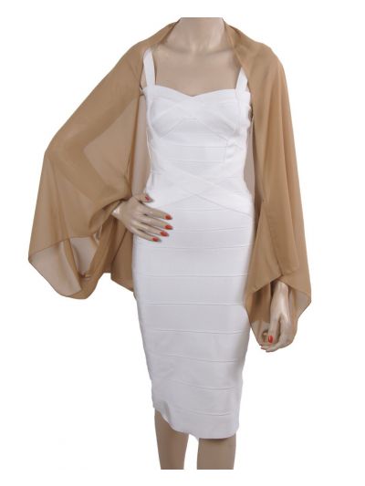 Beige bolero stola van crêpe voile