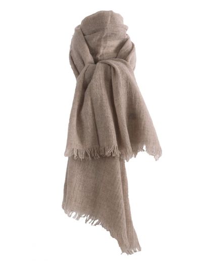 Beige geweven sjaal van 100% kasjmier