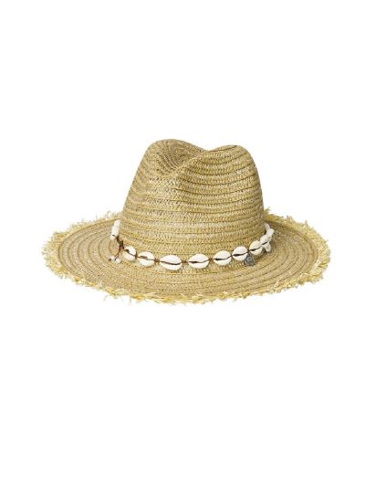 Strandhoed met schelpen en muntjes