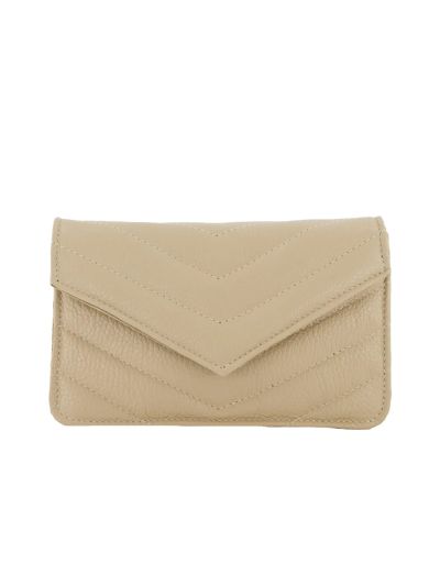 Lederen crossbody clutch in taupe