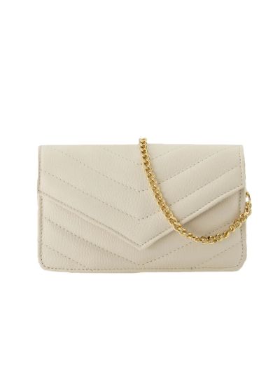 Lederen crossbody clutch in lichtbeige