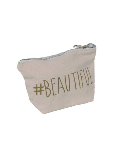 Make-up tasje met ''# BEAUTIFUL'' tekst