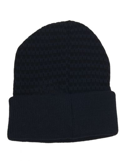 Fijngebreide muts in donkerblauw