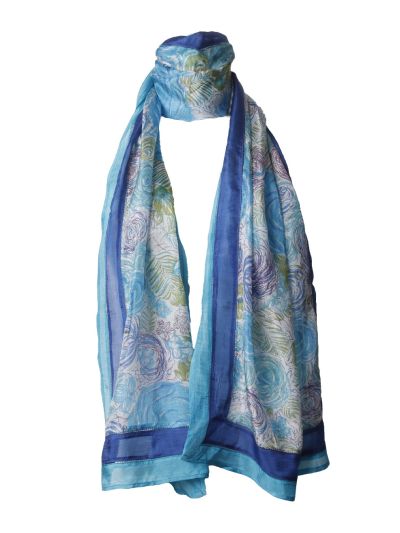 Zijden sjaaltje met geïllustreerde bloemenprint