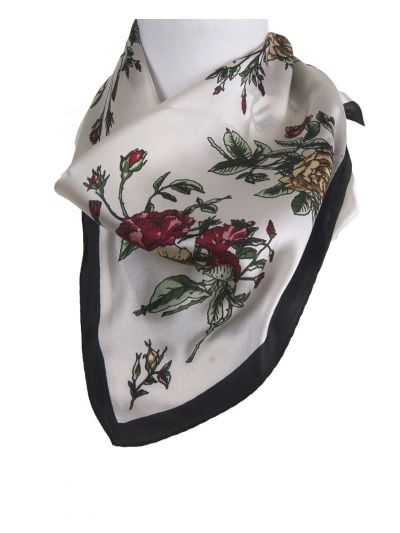 Vierkant zijden sjaaltje bloemenprint