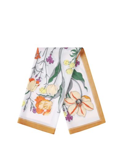 Vierkant satijn sjaaltje met floralprint