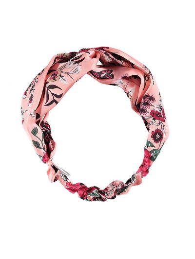 Lichtroze haarband met bloemenprint