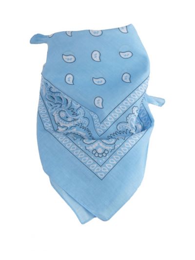 Lichtblauwe boerenzakdoek / bandana met klassiek motief