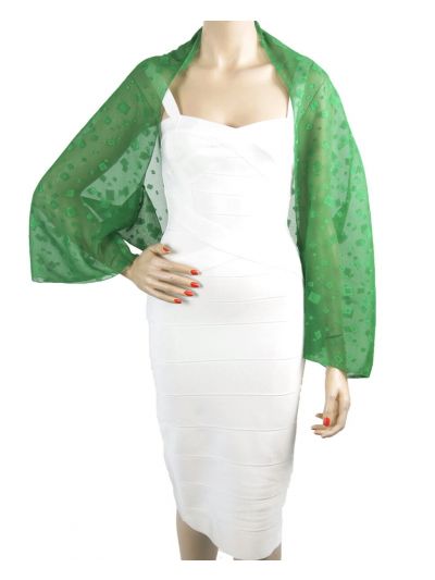 Biljartgroene bolero stola met ingeweven blokjes