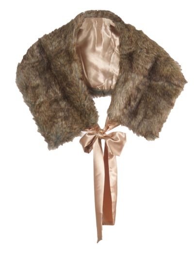 Bruin gemêleerde bontstola met strik 