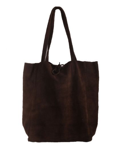 Suede shopper in donkerbruin