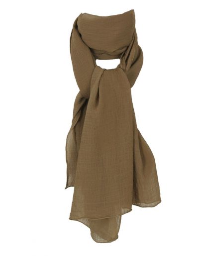  Crushed crêpe sjaal in donker beige