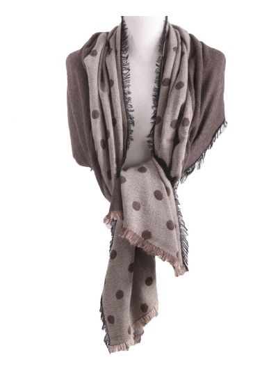 Sjaal met polkadot print in bruin en beige