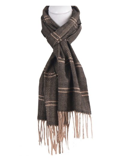 Zwarte sjaal met ruitpatroon in beige