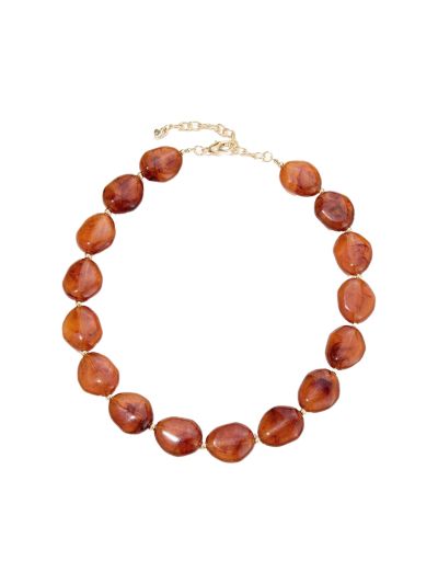 Tess kralenketting met natuursteenlook in bruin