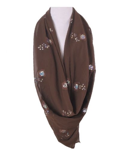 Vierkante donkerbruine crêpe voile sjaal