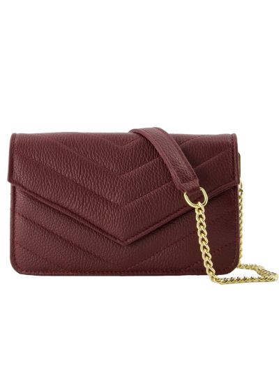 Lederen crossbody clutch in burgundy
