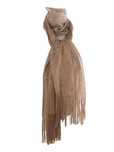 Camelkleurige glitter net-sjaal