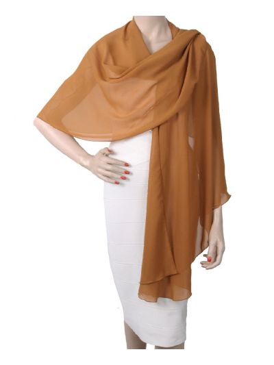 Camelkleurige soepelvallende cape stola