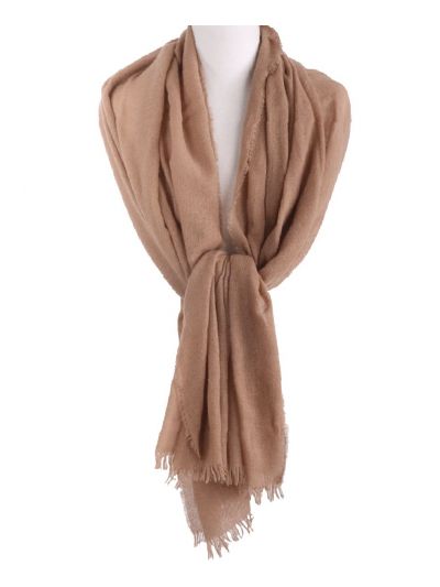 Camelkleurige stola/sjaal van 100% kasjmier