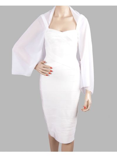 Korte bolero stola van effen witte crêpe voile