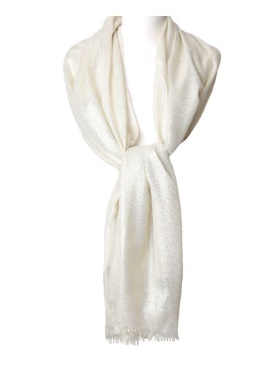 Champagnekleurige stola met lurex glittereffect