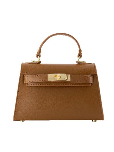 Livia lederen handtas in cognac 