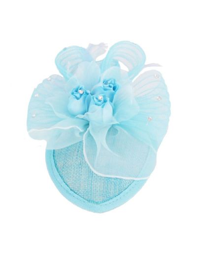 Turquoise haarbloem/Corsage met rozen
