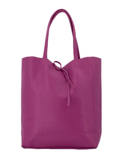 Lederen shopper in cyclaam-roze