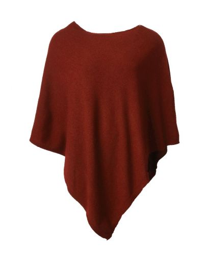 Poncho in kasjmier-blend in donker-oranje