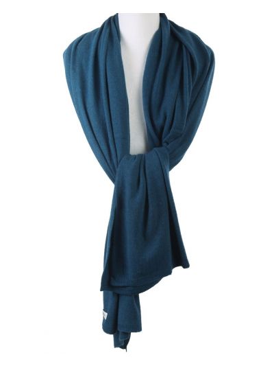 Kasjmier-blend sjaal/omslagdoek in donker-turquoise
