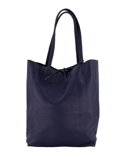 Lederen shopper in donkerblauw