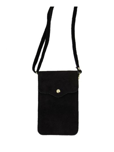 Zwart suede telefoontasje