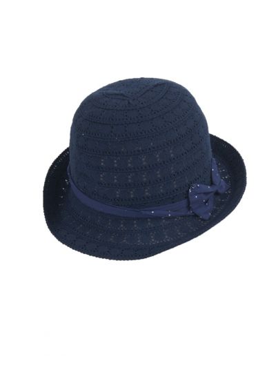 Kanten zonnehoed in donkerblauw