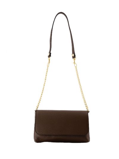 Donkerbruine lederen clutch