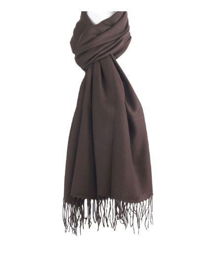 Effen donkerbruine pashminasjaal, smal model