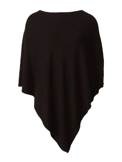 Poncho in kasjmier-blend in donkerbruin